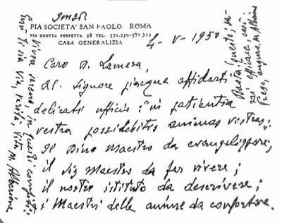 Lamera incarico da Alberione